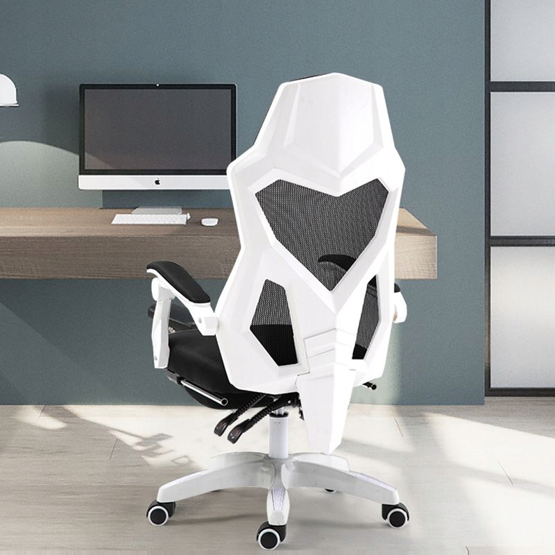 Ergonomiczny, obrotowy fotel biurowy, krzesło z zagłówkiem i podnóżkiem - b