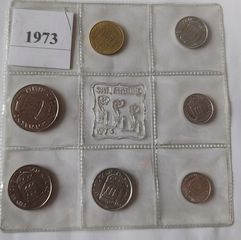 San Marino 1973 7 szt. 1 2 5 10 20 50 100 lir