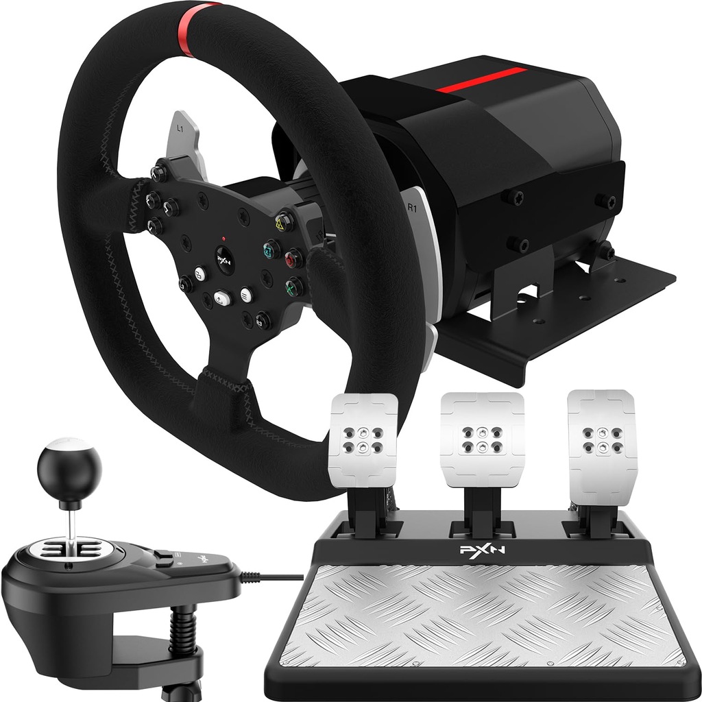 PXN V10 kierownica gamingowa 6+1 biegi pedały PC PS4 Xbox Force Feedback