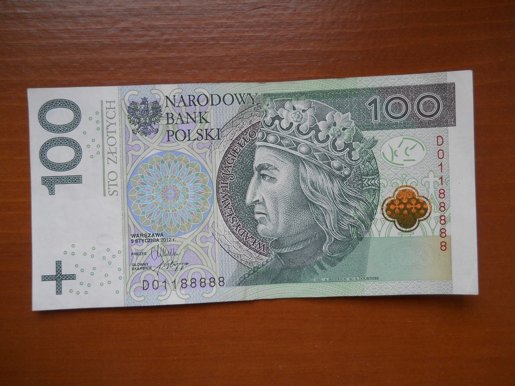 Banknot 100 zł - numer 1188888