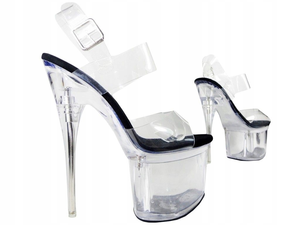 Przeźroczyste buty szpilki szklanki high heels 39