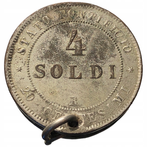 49022. Państwo Kościelne - 4 soldi - 1866r. - R - 20,19g/36mm