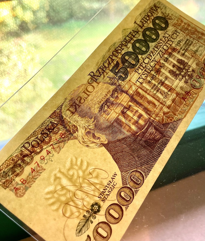 Banknot 50000 złotych 1989 Staszic Seria AB UNC - 12749914196 ...