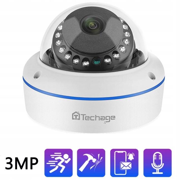 TECHAGE 3MP kamera POE 3.6MM monitoring bezpiec - 12949896103 ...