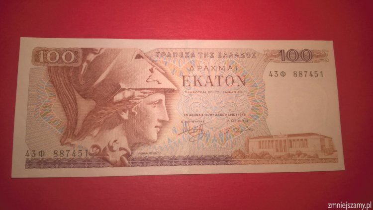 Grecja - 100 Drahm w idealnym bankowym stanie