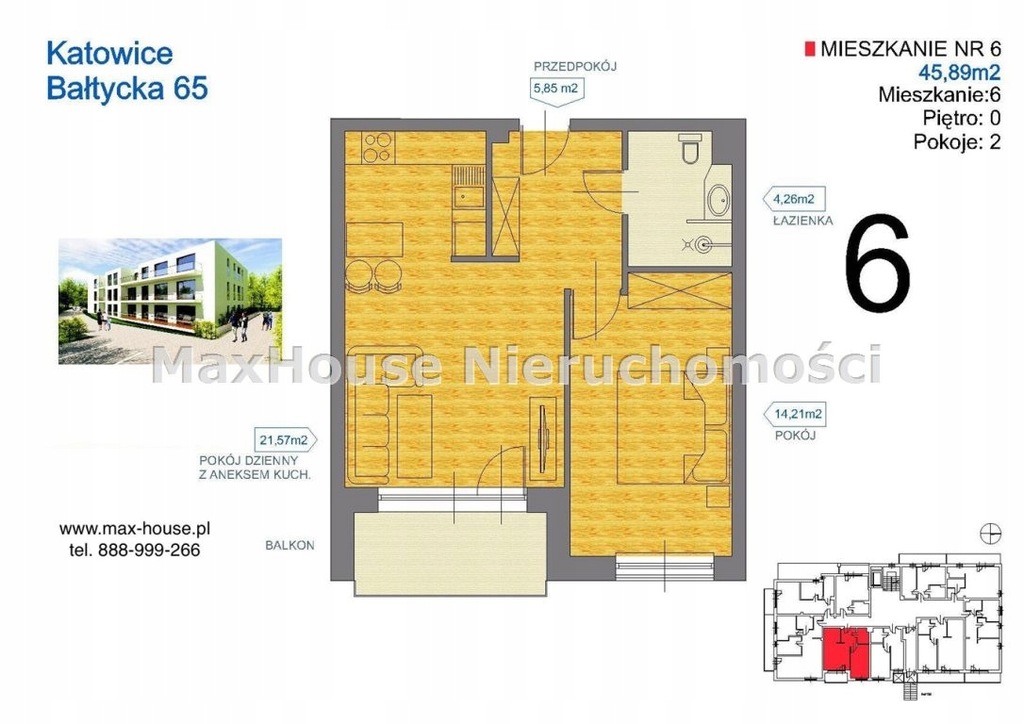 Mieszkanie, Katowice, Ligota, Panewniki, 46 m²