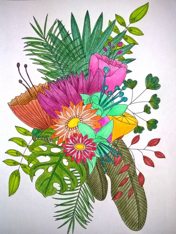 Rysunek obrazek kolorowanka Kwieciste łąki A4