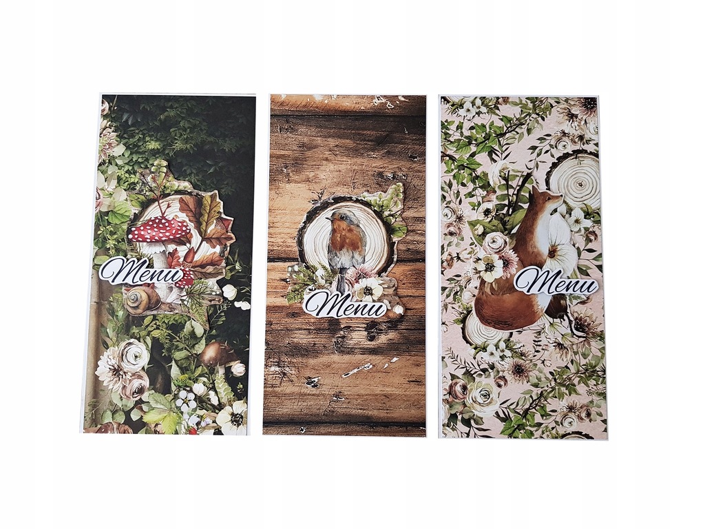 5 szt-Menu weselne, forest wedding boho rustykalne