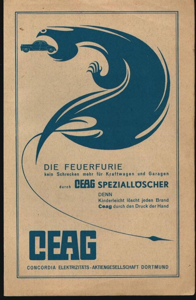 14075 Reklama; Dominit Leuchte. Verso: CEAG Speziallöscher. Ca. 1950.