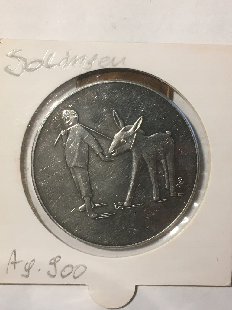 Medal Solingen z osiołkiem srebro 900