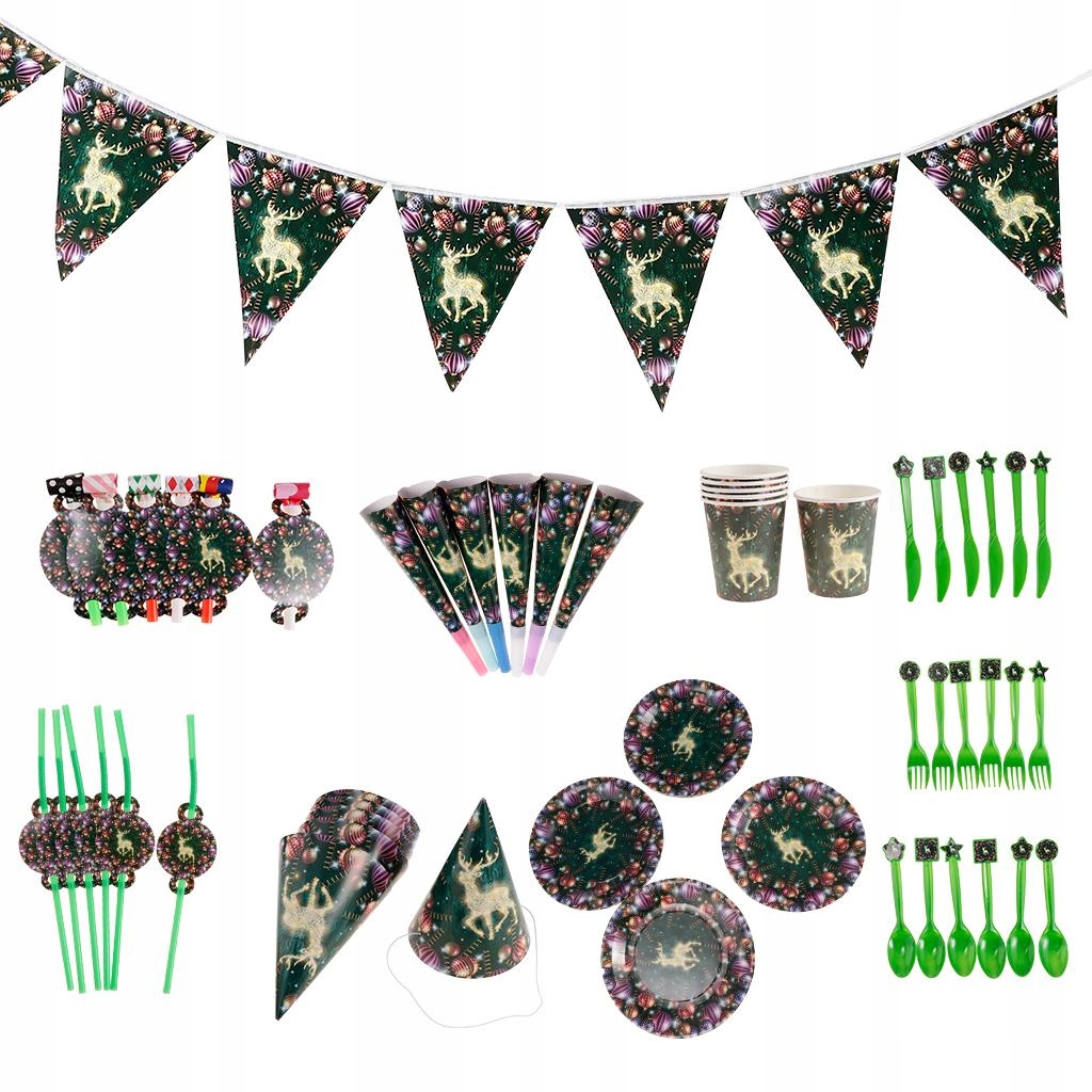 11 Sets Christmas Elk Garland Cups Tableware Sets for