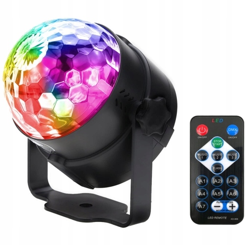 Projektor RGB LED kula disco dyskotekowa + pilot