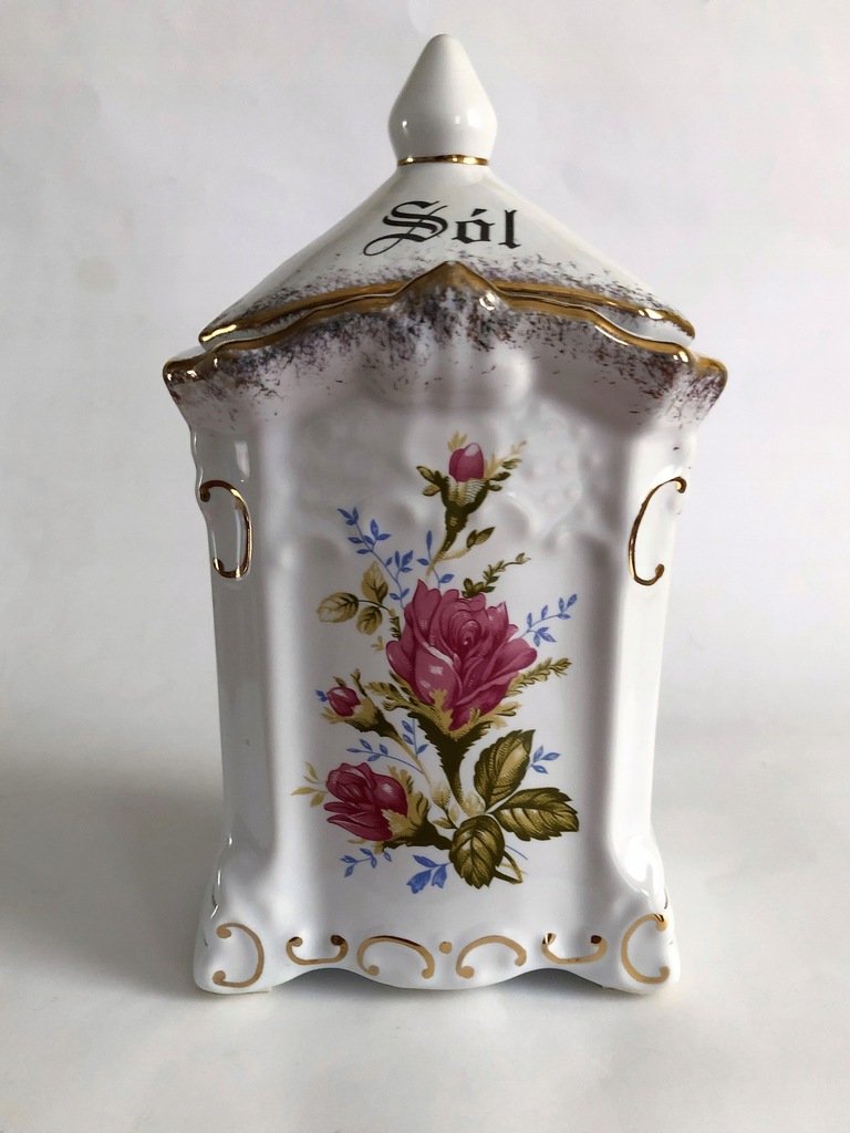 POJEMNIK KUCHENNY SÓL PORCELANA CHODZIEŻ RÓŻA