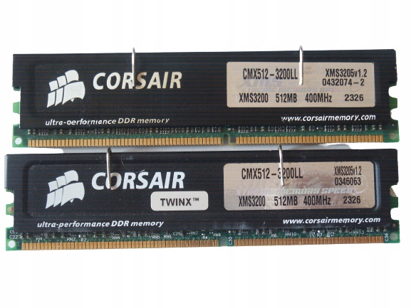 Pamięć DDR 400MHz PC3200 1GB 2x 512MB Dual Corsair XMS Gwarancja