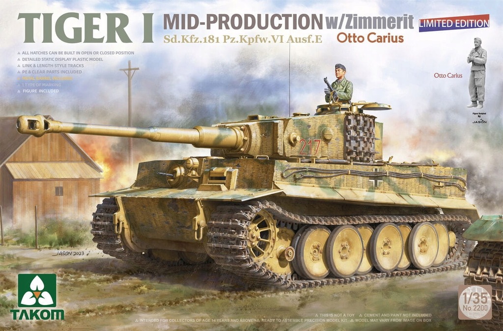 Takom 2200 1:35 Tiger I Sd.Kfz.181 Mid w/Zimmerit Limited Ed Otto Carius