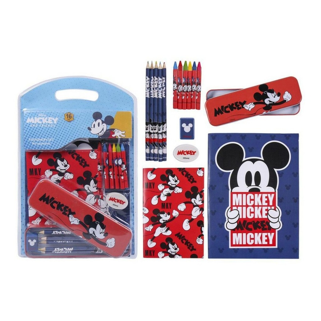 Zestaw Papeterii Mickey Mouse Niebieski (16 pcs)