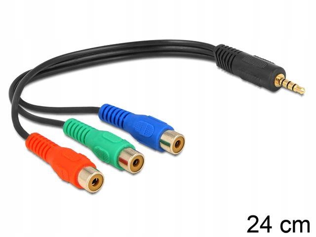 Kabel audio Delock miniJack 4-pin M - 3x Rca