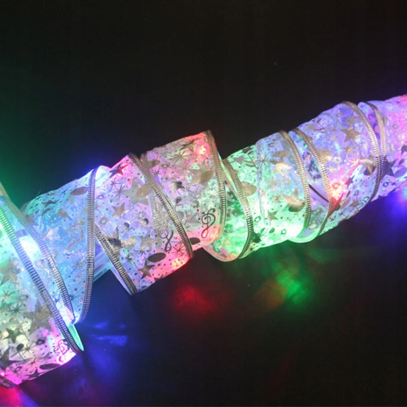 Świąteczna dekoracja wstążkowa LED kokardka z koro