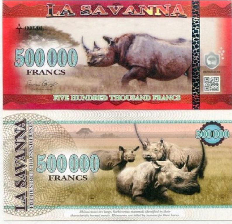 Banknot fantazyjny La Savanna 500000 Franków