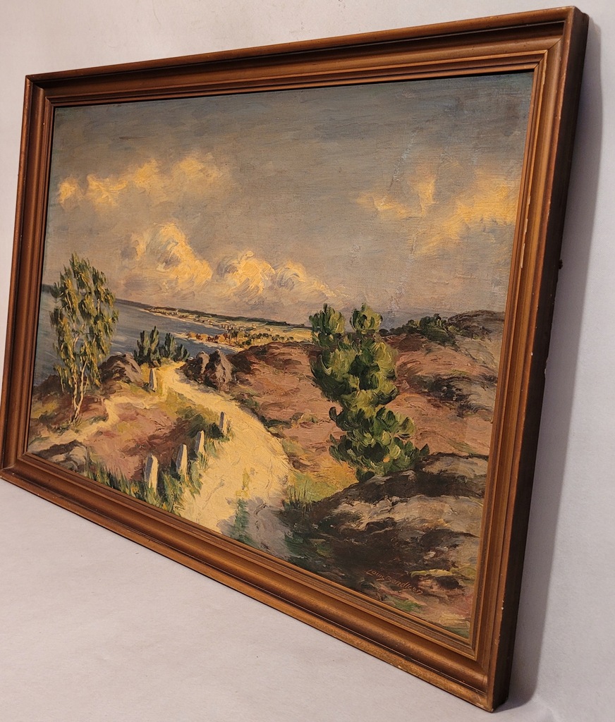 LOUIS BENDTSEN „ WYBRZEŻE ”, stary obraz olejny 12975675265