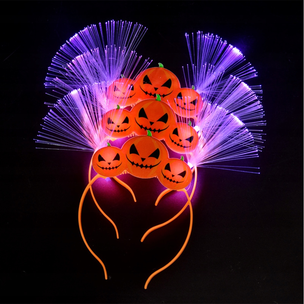 3 sztuk Halloween Hair Hoop Dynia Światłowód Glow