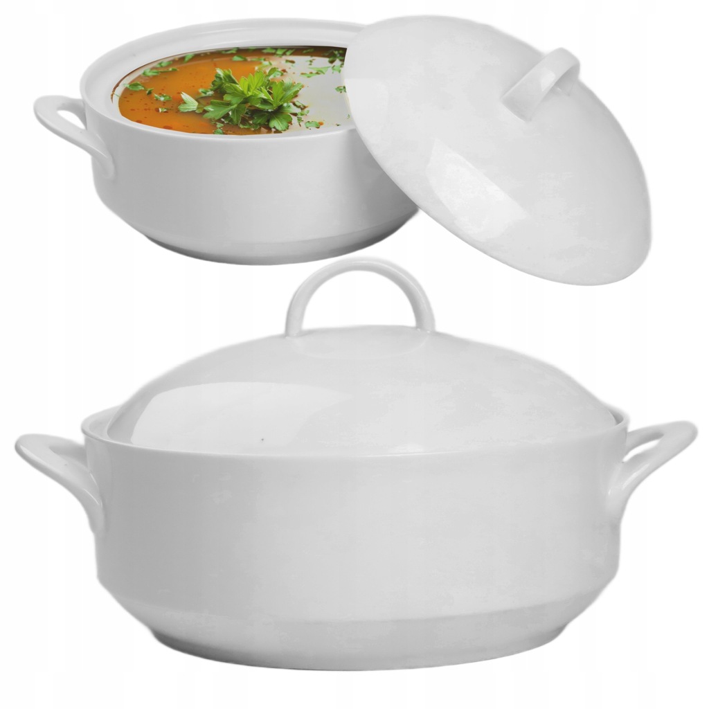 WAZA NA ZUPĘ BIAŁA TRADYCYJNA PORCELANA 2,2l MISA DO ZUPY ROSOŁU