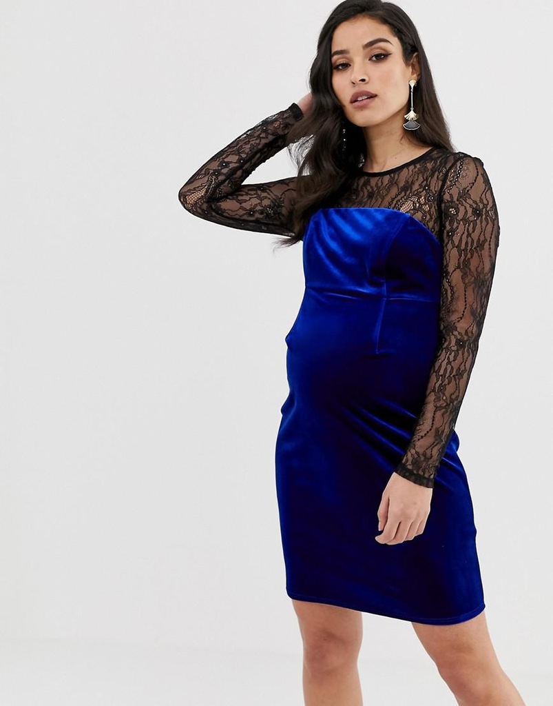 ASOS MATERNITY__XDI WELUROWA SUKIENKA Z KORONKĄ_46