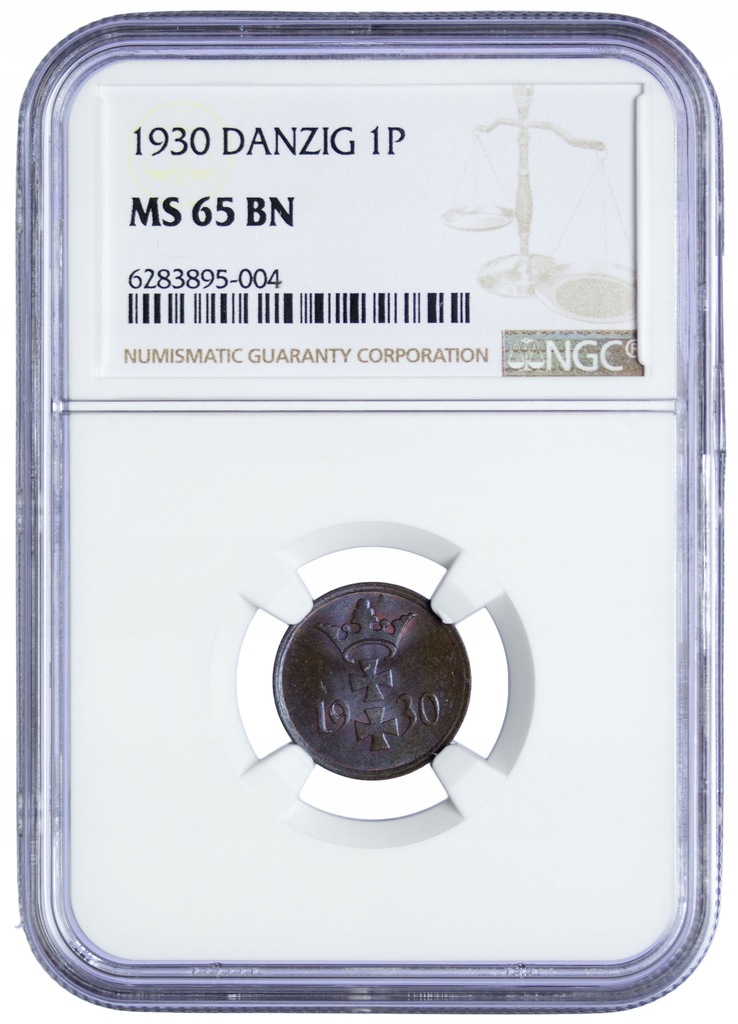 Wolne Miasto Gdańsk 1 Fenig 1930 NGC MS65 BN, 2-ga