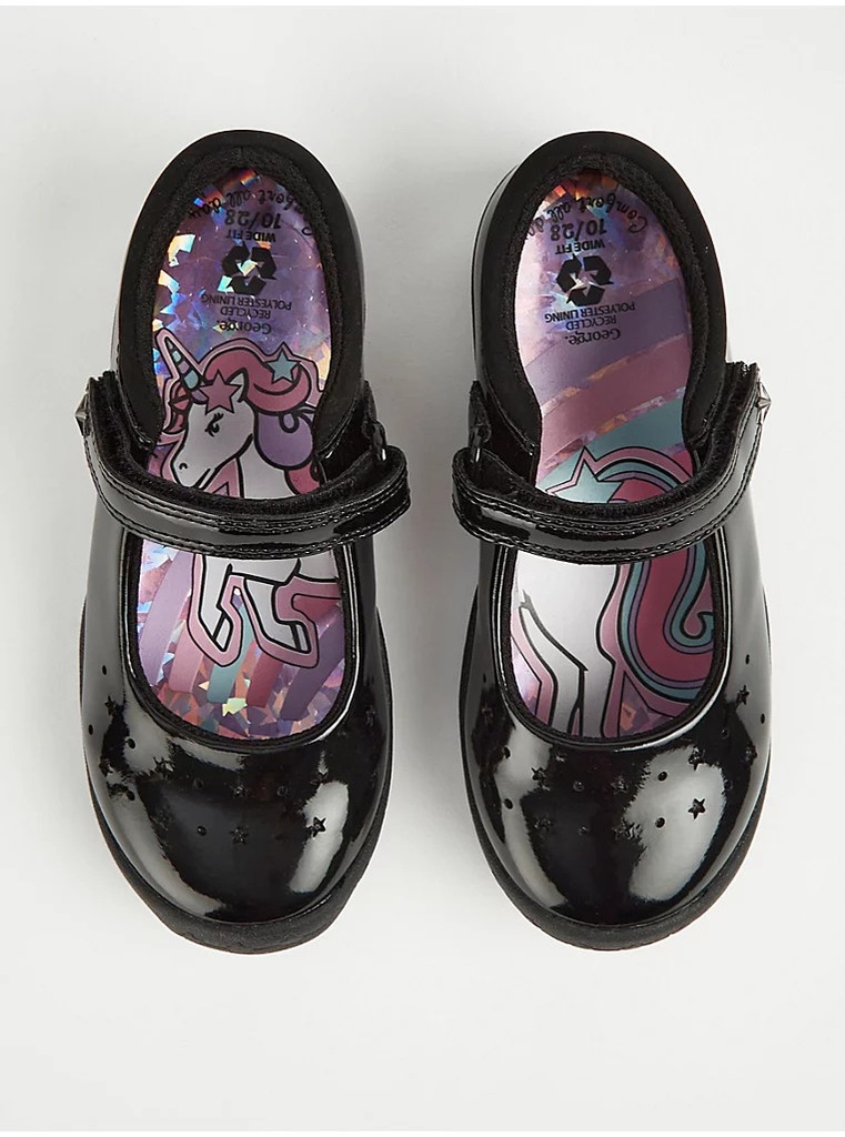 GEORGE buty baleriny lakierowane czarne świecące Unicorn 32