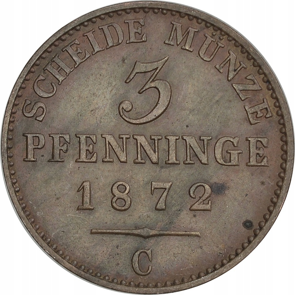 5.PRUSY, WILHELM I, 3 FENIGI 1872 C