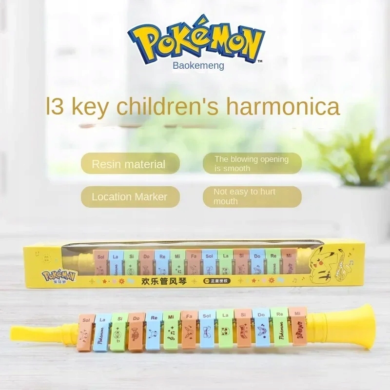 xcx2023 Cartoon Pokemon Kawaii Pikachu Puzzle Children Harmonica Baby