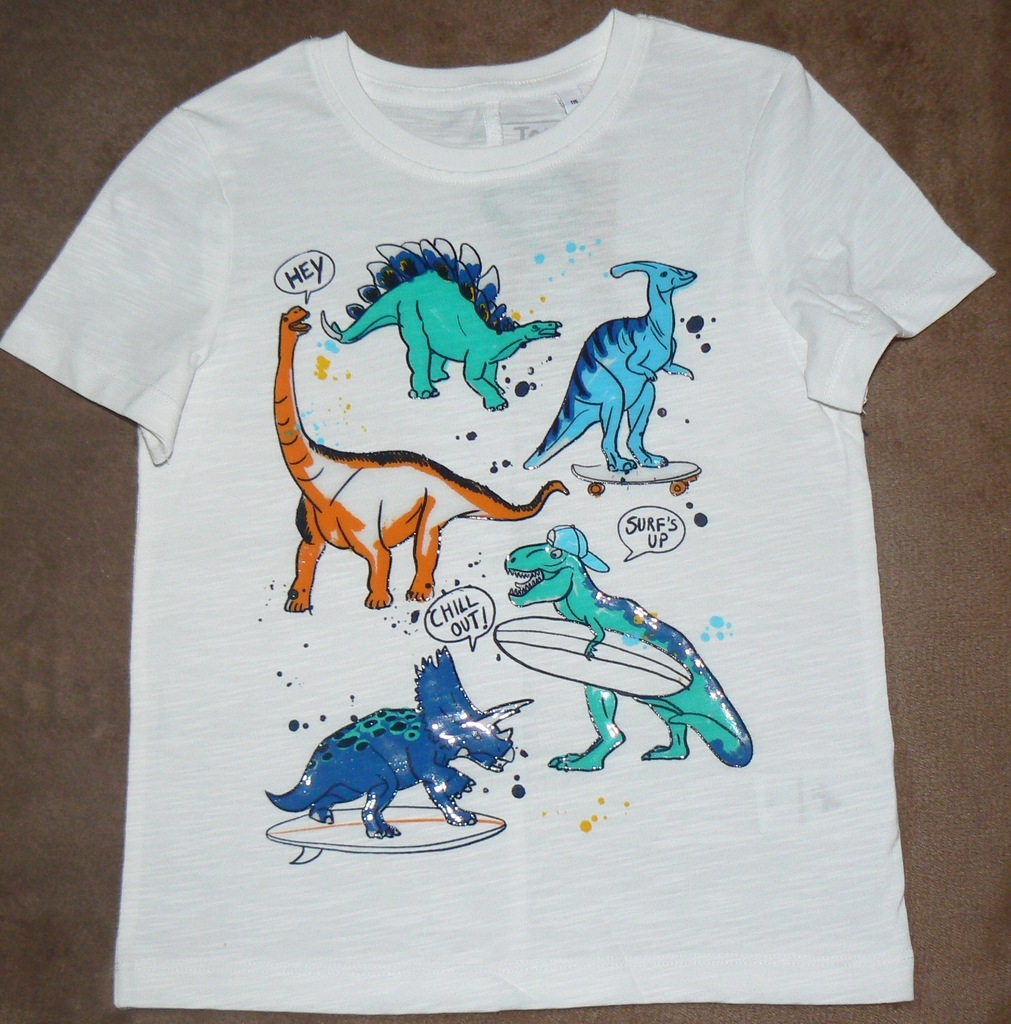 C&A t-shirt kolorowe dinozaury r. 122