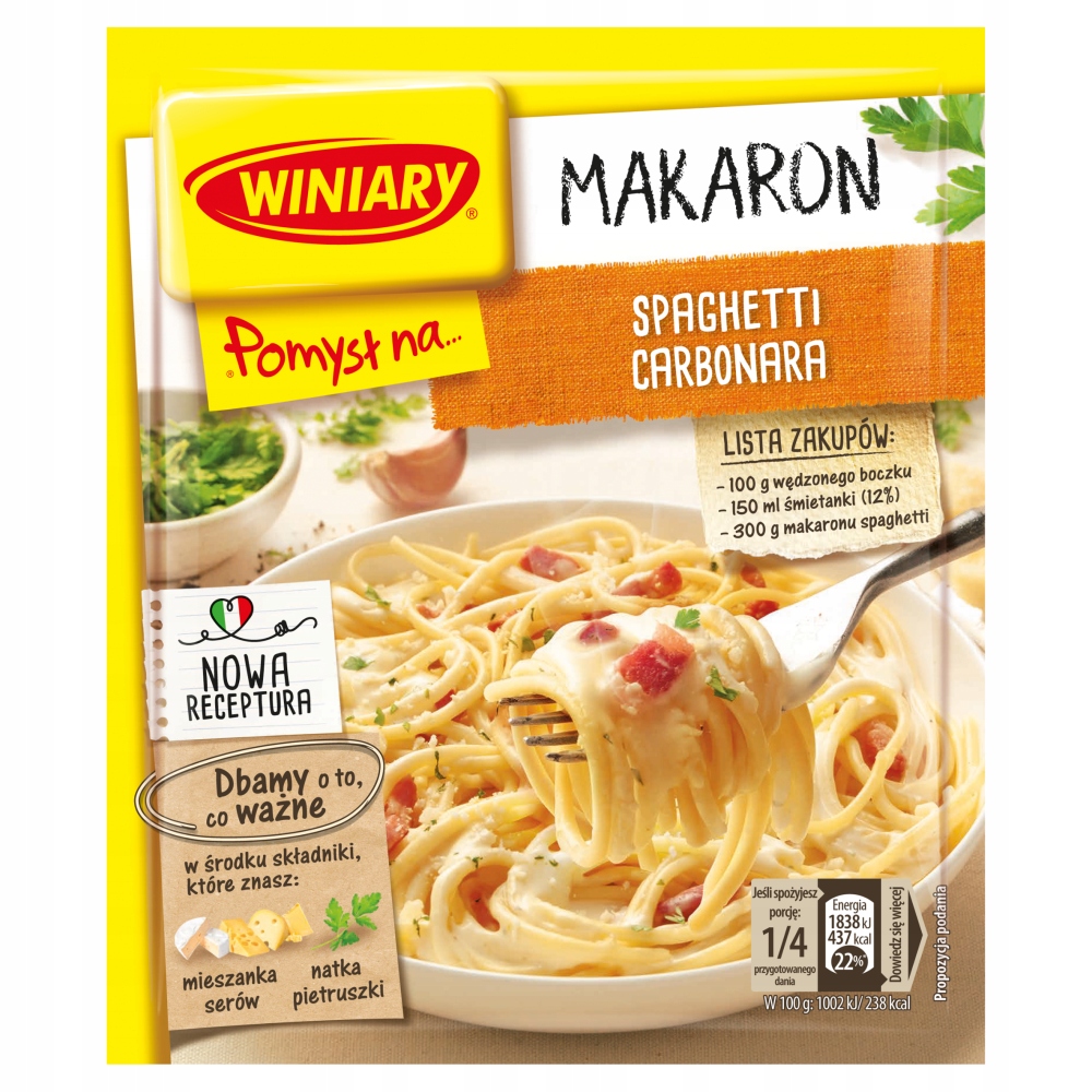 Winiary Pomysł na Makaron Spaghetti Carbonara 34g