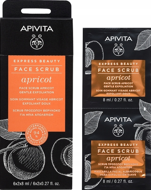 Apivita Delikatnie złuszczający peeling do twarzy Morela, 2 x 8 ml