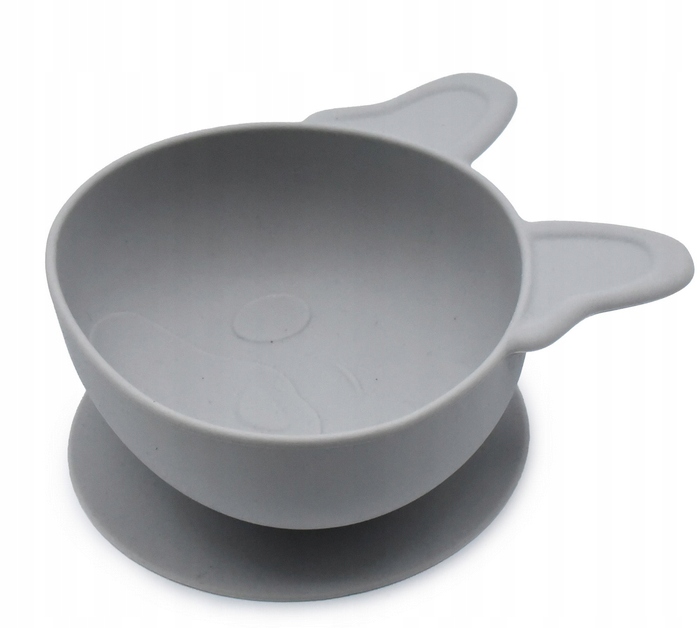 MISECZKA TALERZYK SILIKONOWY DLA DZIECKA Z PRZYSSAWKĄ SZARY PIESEK MELII