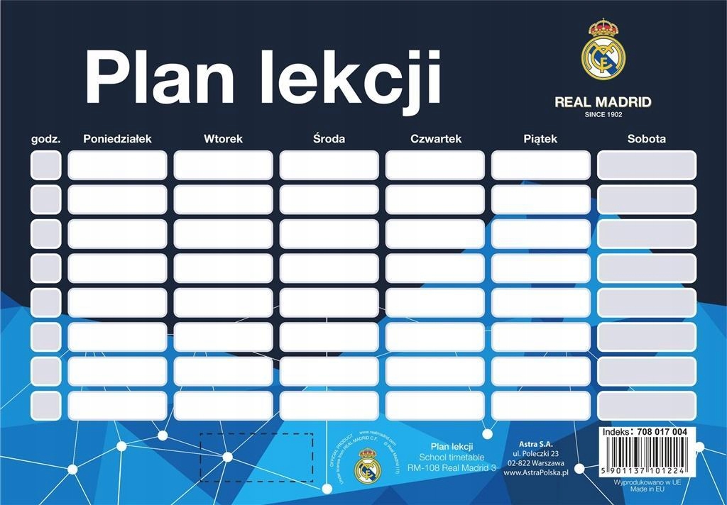 PLAN LEKCJI RM-108 REAL MADRID 3 (25SZT) ASTRA