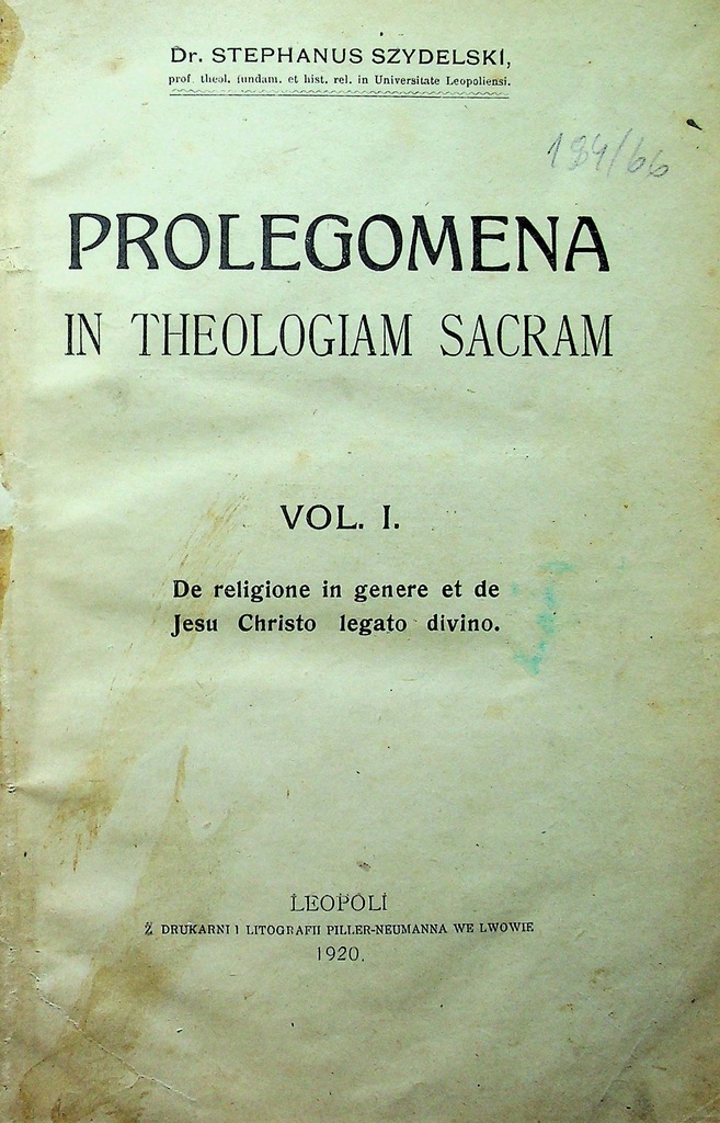 Prolegomena in theologiam sacram 1920 r.