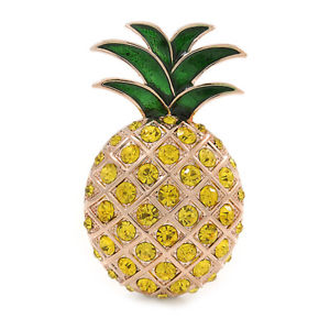 BROSZKA PRZYPINKA RETRO PINUP ANANAS CYRKONIE