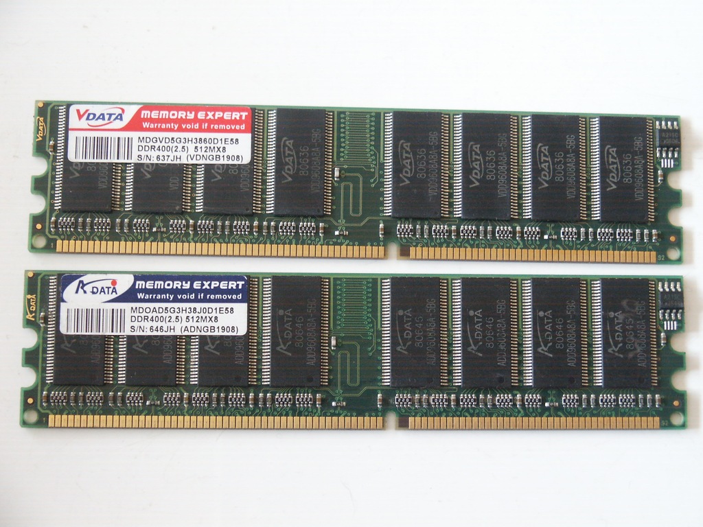 Pamięć DDR 1GB 400MHz PC3200 Adata/Vdata Dual GW.