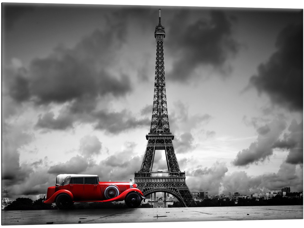 Obraz Wieża Eiffla 100x70 Samochód Obrazy Paryż VO