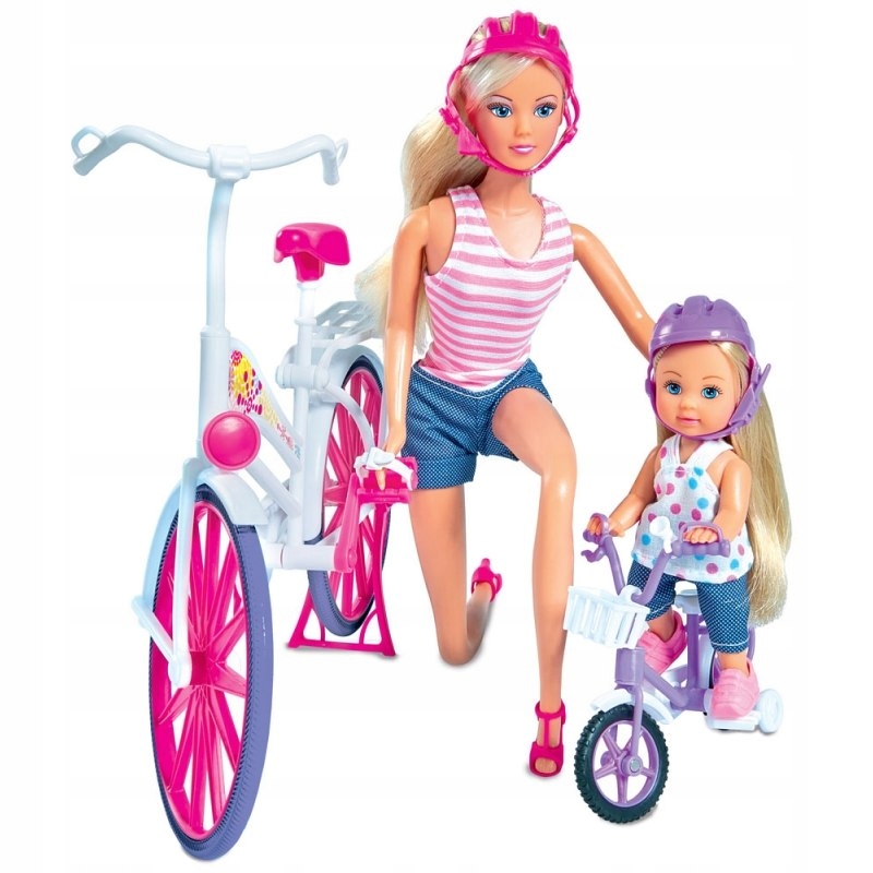 Lalka Steffi i Evi Love Przejażdżka na rowerze Sim