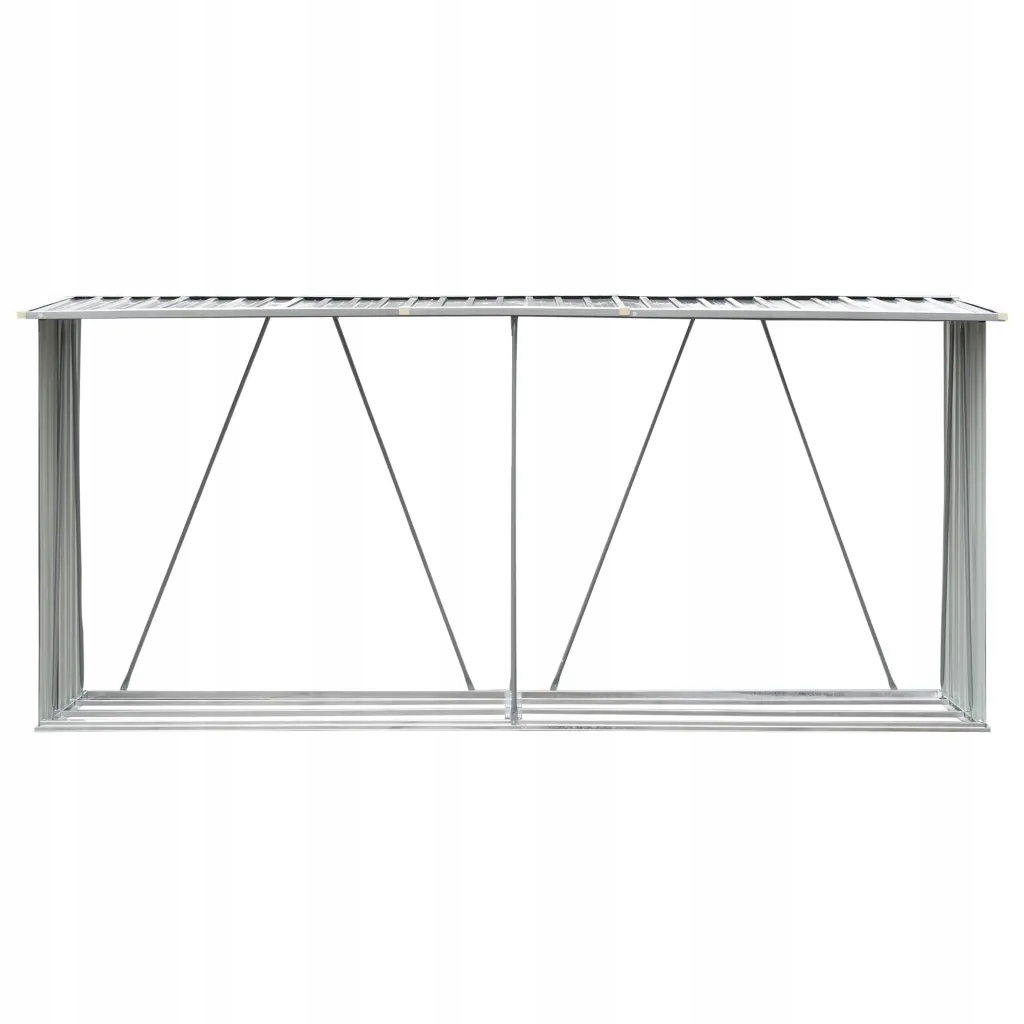 vidaXL Wiata na drewno, stal galwanizowana, 330 x 84 x 152 cm, zielona