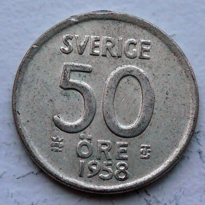 SZWECJA - GUSTAW VI - 50 ORE 1958 r.- srebro Ag (2)