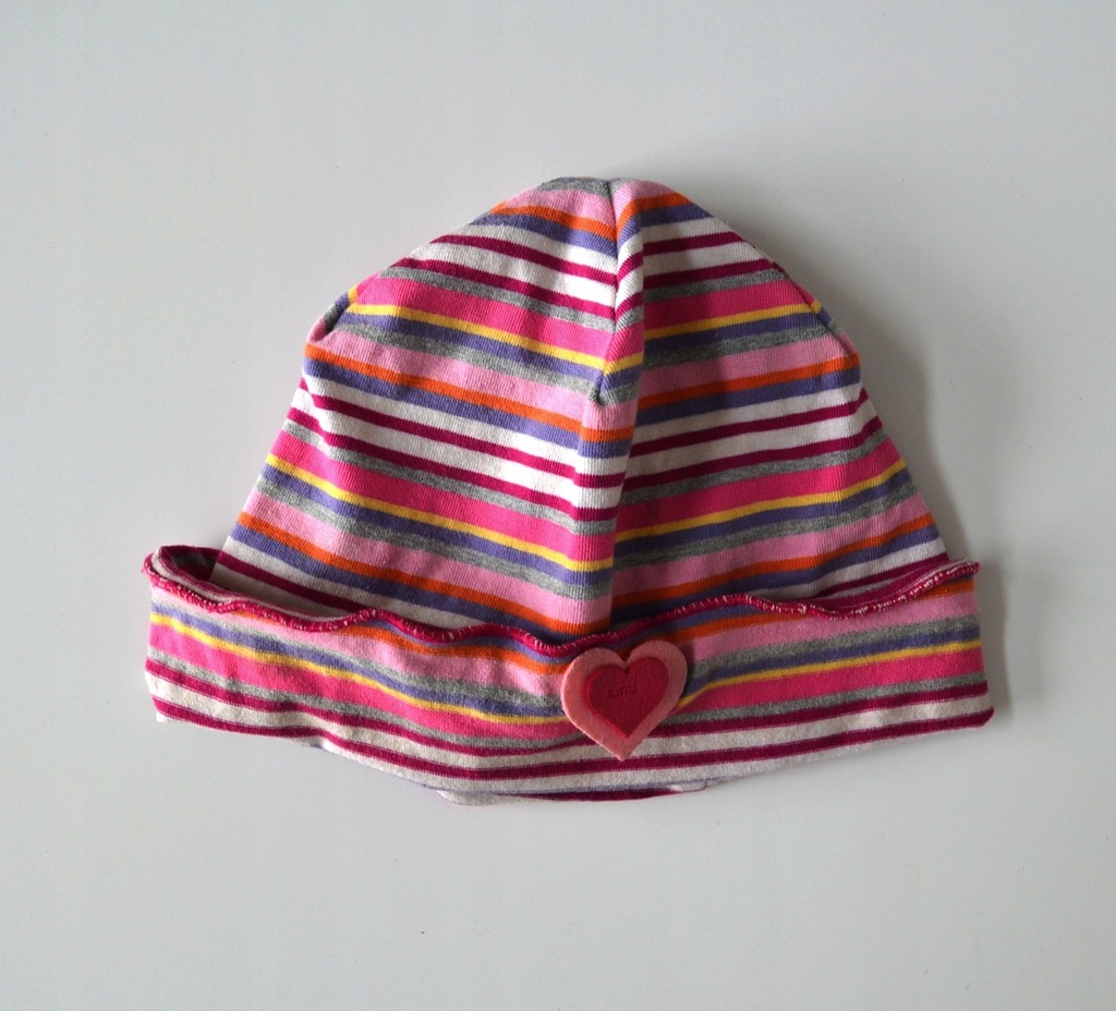 Dzianinowa czapka w paski dla dziewczynki 1-2 lata
