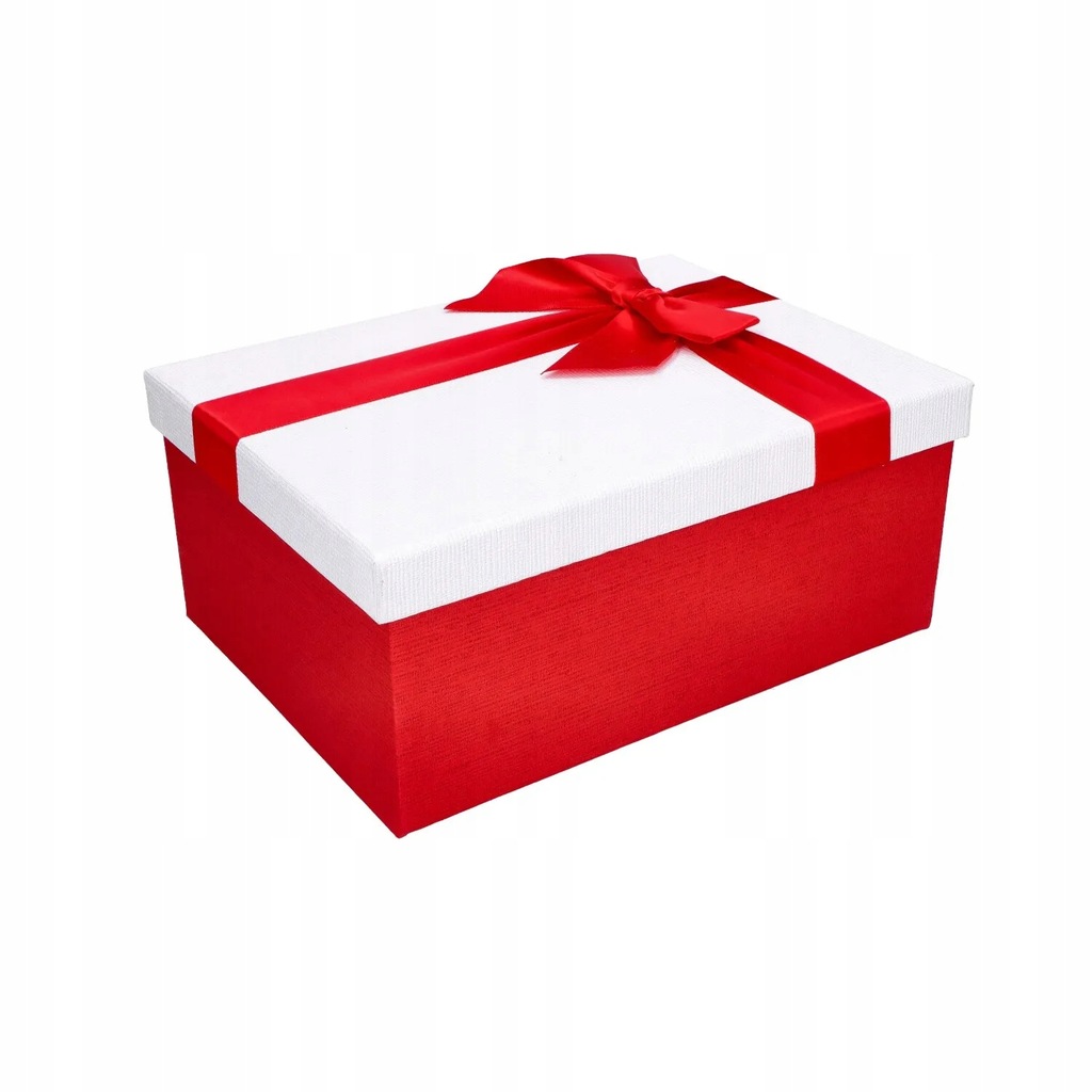 Pudełko ozdobne czerwono z kokardą 29x22x12,5cm