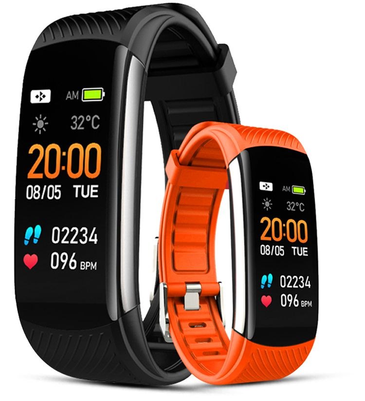 SMARTBAND GIEWONT CZARNY GW200-9 + PASEK POMARAŃCZOWY