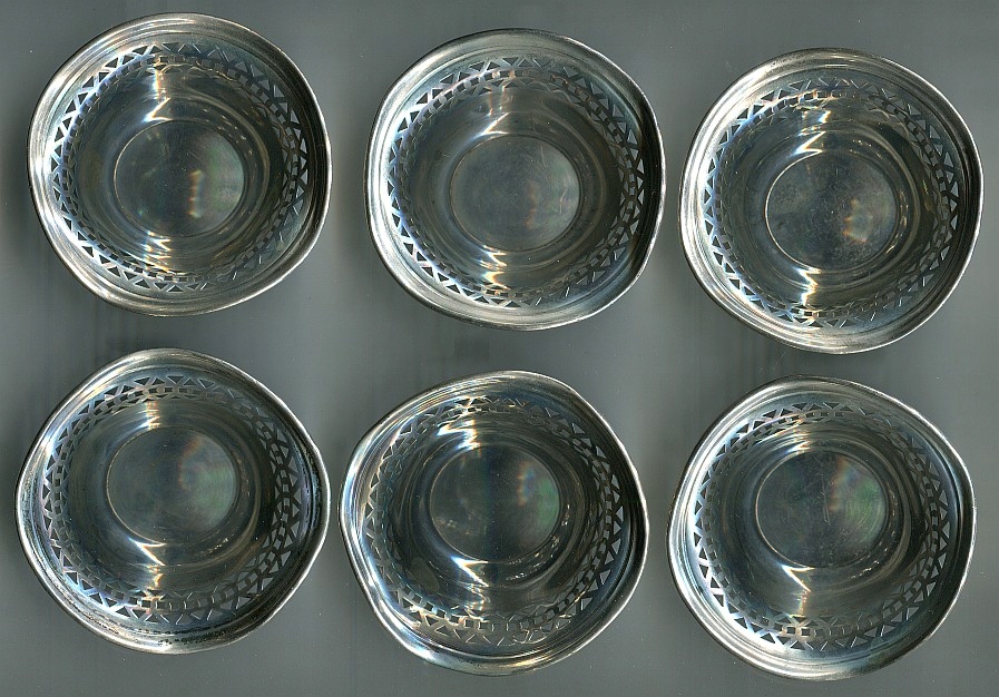 6 miseczek srebrne -Sterling pr. 925