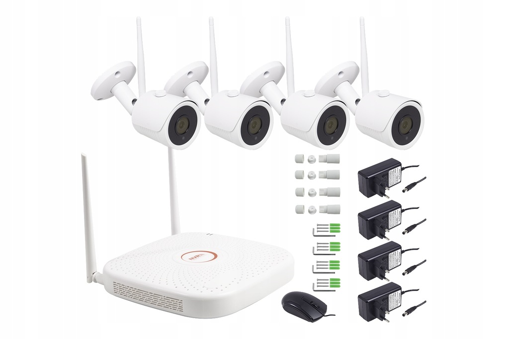 ZESTAW WIFI REJESTRATOR + 4 KAMERY IP 2Mpix CCTV