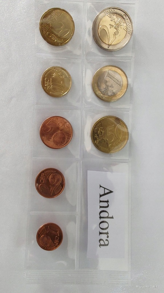 0308 - Zestaw 8 monet eurocentów Andora