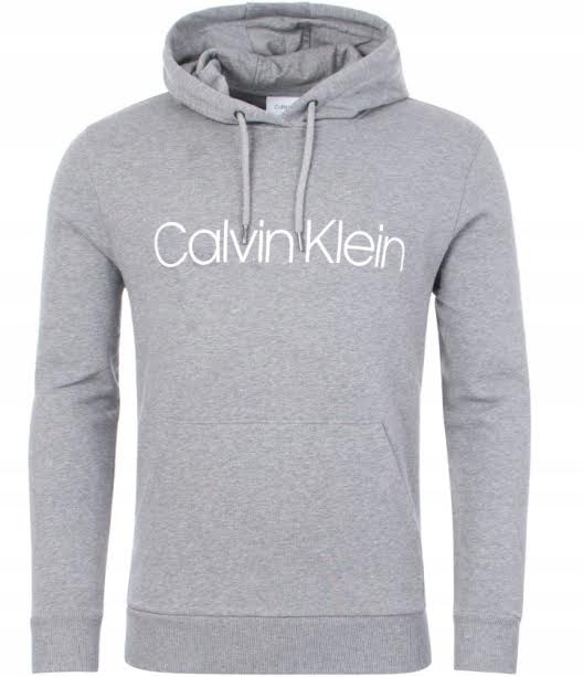 Bluza Calvin Klein Napisy CK Kaptur Szara r/XL